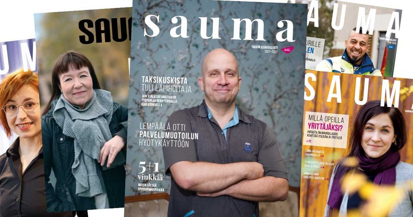 Sauma asiakaslehti - kansikuvakollaasi