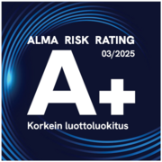 Alma risk rating A+ korkein luottoluokitus.