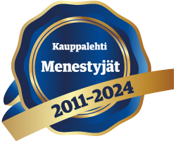 Kauppalehden kestomenestyjä 2011-2024 sininen sinetti.